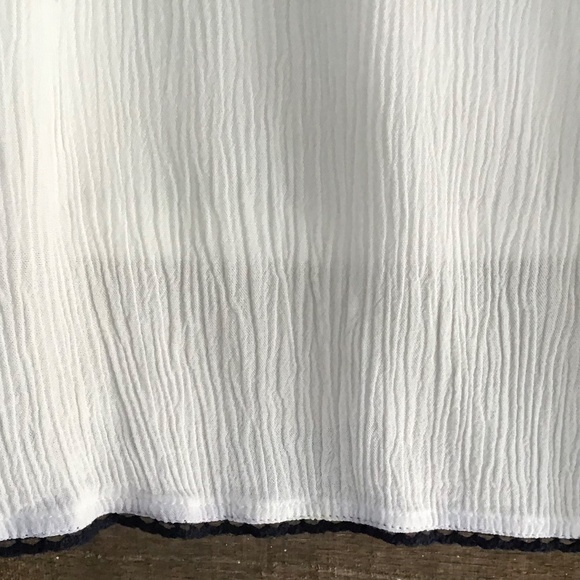 Solitaire Dress M White Sleeveless Tunic Tank Sundress Gauzy Blue Embroidery - Picture 3 of 9